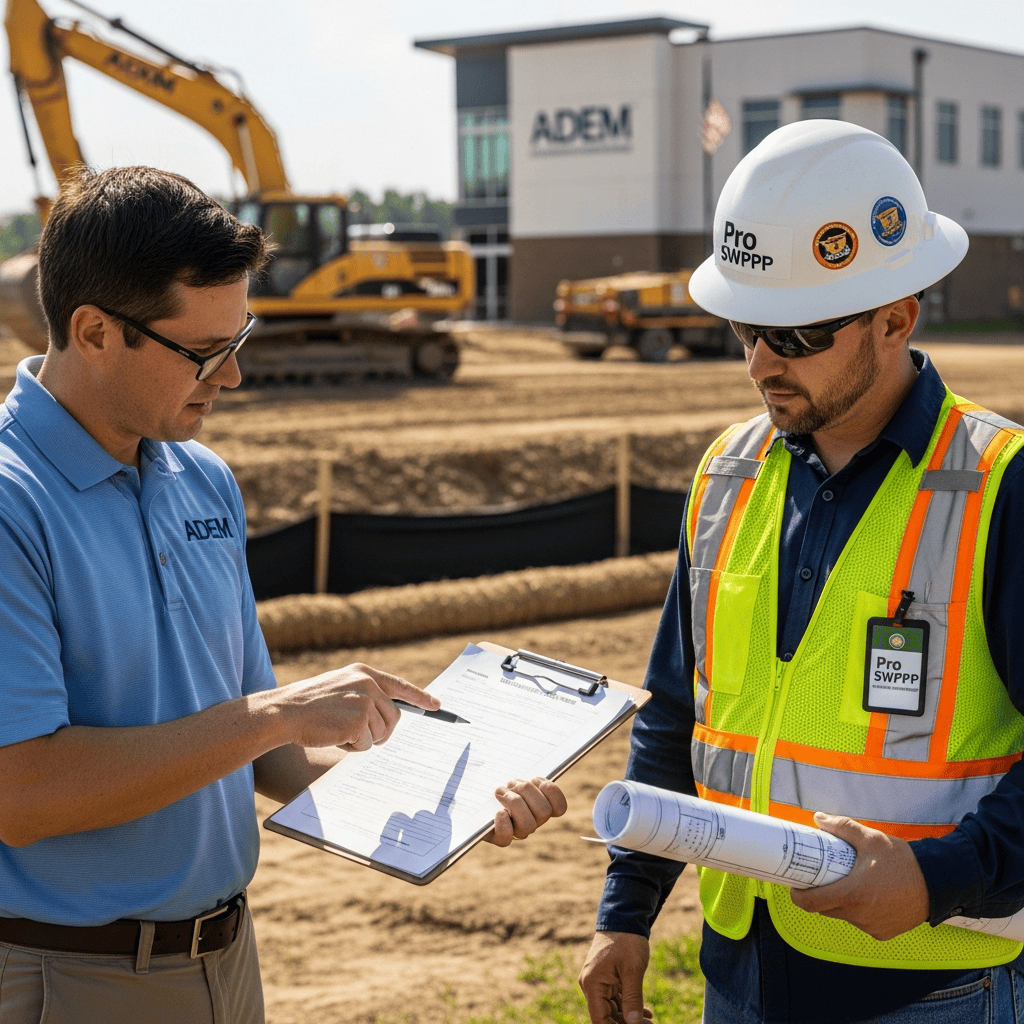 ADEM Alabama Department of Environmental Management permit application forms and inspection documents, SWPPP requirements