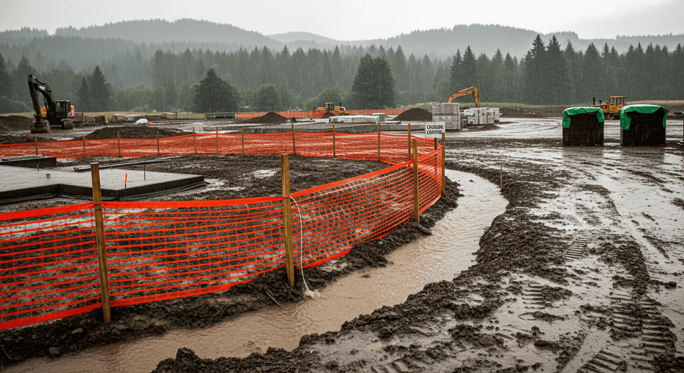 stormwater discharge running off of an Oregon construction site for SWPPP requirements