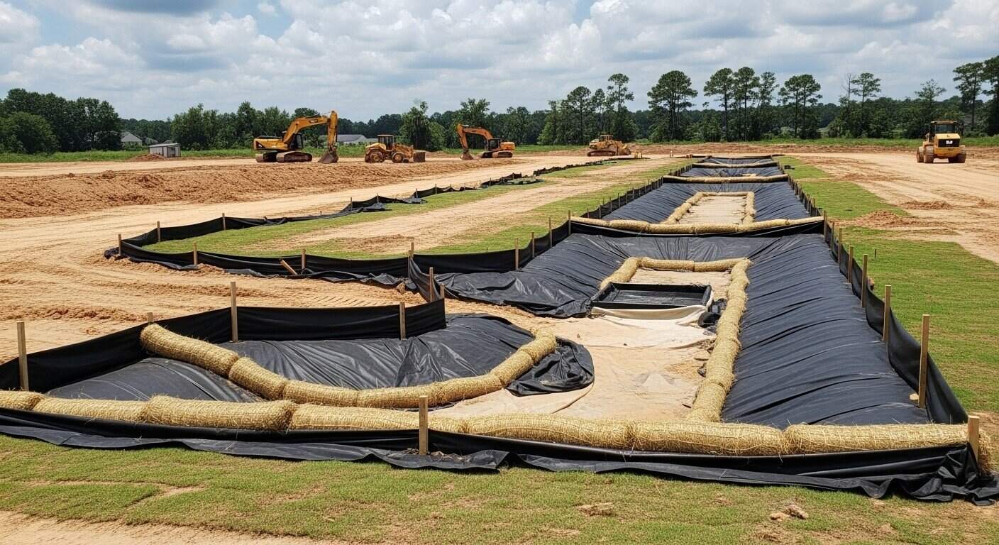 Louisiana construction site requirements with erosion control measures and stormwater management systems in place