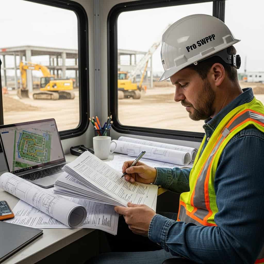 Stormwater Pollution Prevention Requirements In Florida, project manager working on a site map